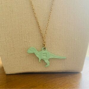 Mint Green Dinosaur Necklace for Kids